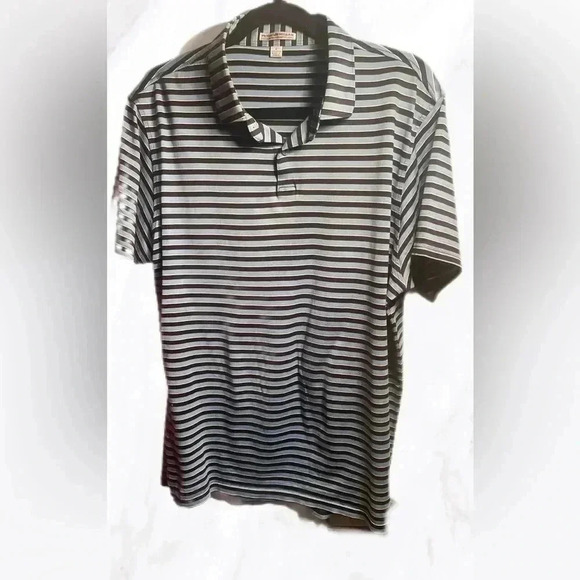 Peter Millar contem for black blue striped short sleeve performance polo shirt L - Picture 2 of 6